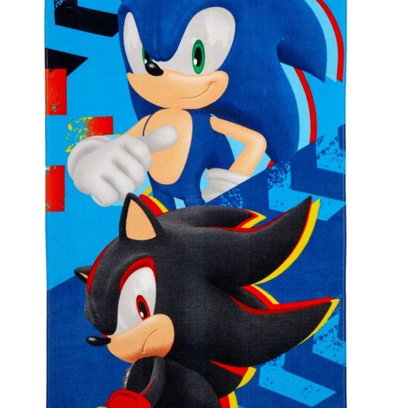 Sonic the Hedgehog Beach Towel Sonic & Shadow  28 x 58 Super Soft Sega Summer - Picture 2 of 9